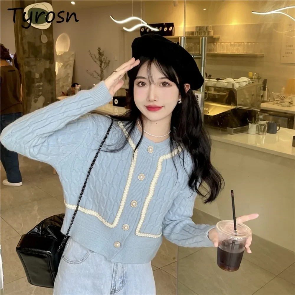 

Single Breasted Cardigan for Women Knitted Simple Elegant Soft Autumn Tender Sweet Girls Office Casual Korean Style Bright Line