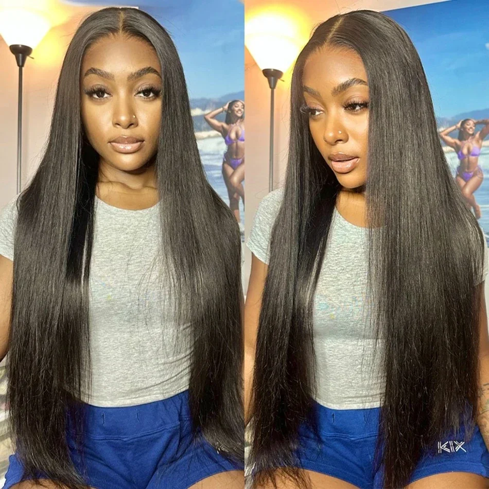 180 Density 13x6 HD Transparent Lace Front Human Hair Wigs Pre Plucked For Women Bone Straight Remy Human Hair Lace Frontal Wigs