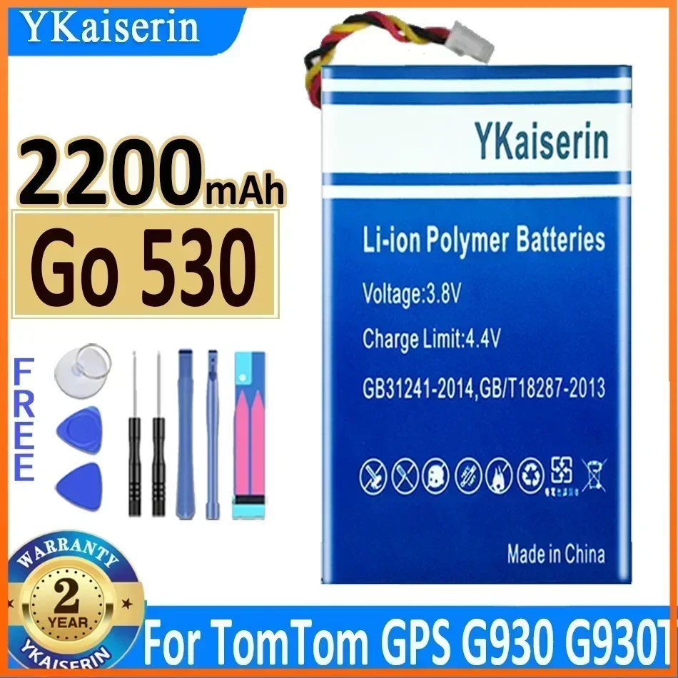 

2200mAh YKaiserin Battery for TOMTOM GPS G930 G930T A8 AHL03714100 HS009L004872 Go 530 Live, 630 630T 720 730 730T VF8 bateria