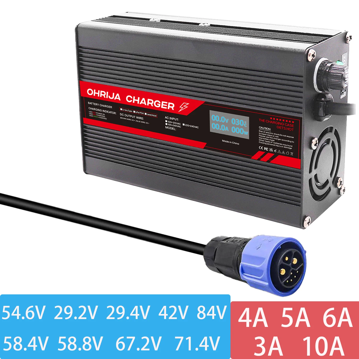 

29.4V 42V 54.6V 58.8V 67.2V 71.4V 84V 3A 4A 5A 6A 10A 7S 10S 13S 14S 16S 17S 20S Быстрое зарядное устройство для литий-ионного аккумулятора 29.2V 58.4V