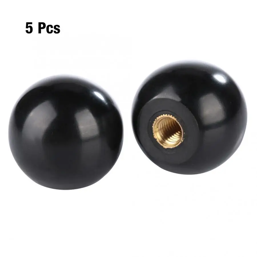 Bouton de levier en bakélite, boule ronde noire, remplacement de machine-outil, M8, M6, 5 pièces