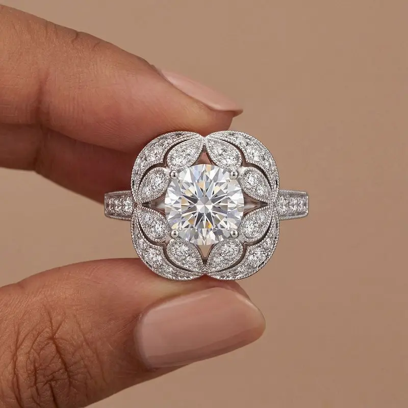 

Daily Wear Geometric Flowers Cubic Zircon Rings for Women Silver Colour High Quality Female Accessories Wedding Party Jewelry