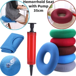 35cm Hip Support Medical Hemorrhoid Seat Pad Inflatable Massage Cushion with Pump Round Ring Pillow Anti Bedsore Donut Chair Pad