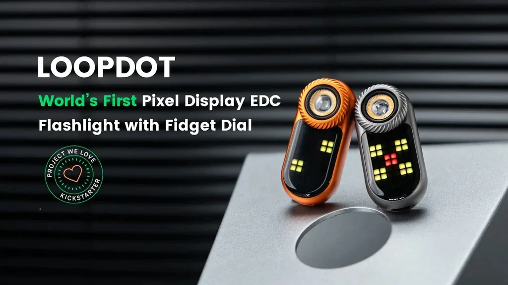 LOOP GEAR LoopDot EDC Flashlight 6W 400LM 52RGB Pixel Display EDC Flashlight with Fidget Knob