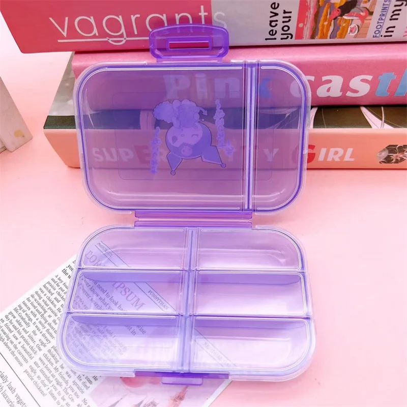 Sanrio HelloKitty Kuromi Melody Pill Storage Box Cute Portable Mini Cosmetic Case Dustproof Flip Cover Sealed Girls Holiday Gift