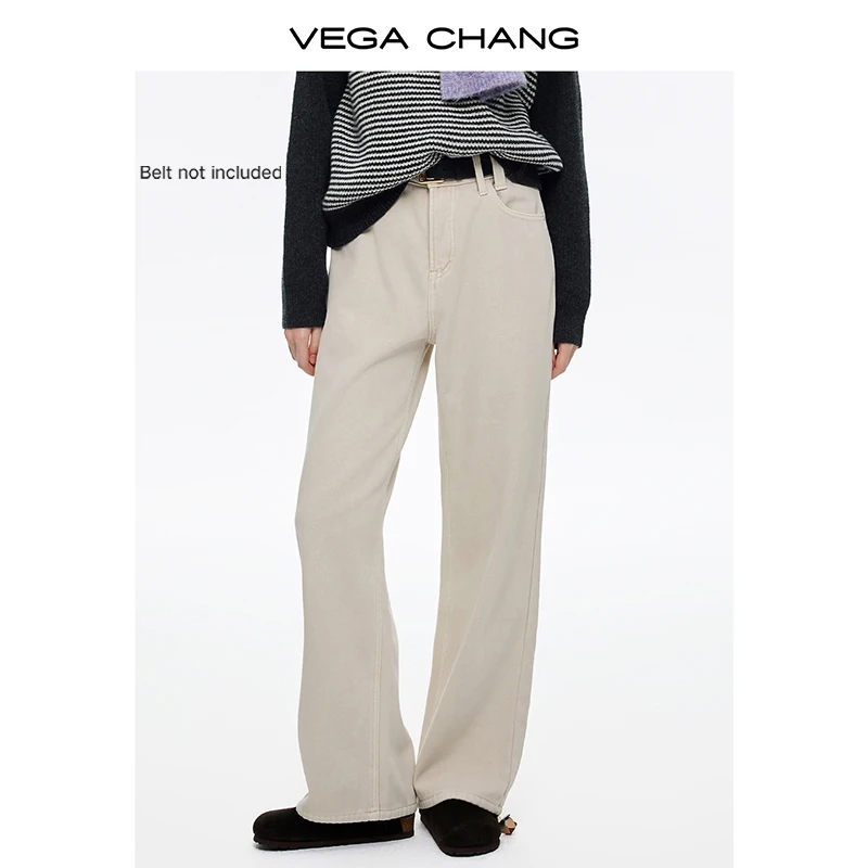 Vega Chang New Winter Women's Straight-Leg Slimming Versatile Wide-Leg Jeans