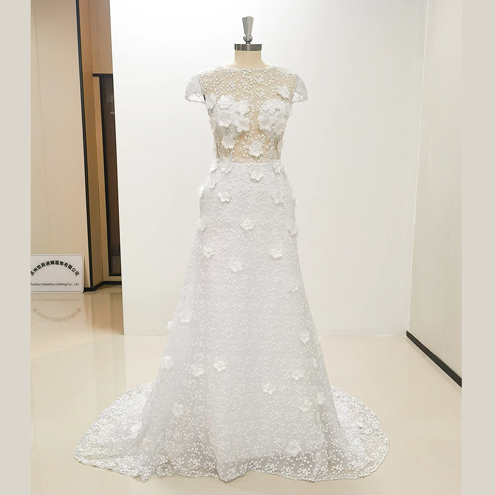 

Elegant White Full Appliques Short Sleeve A-Line Evening Dress New Fashion Female Floor Length Party Prom Gowns