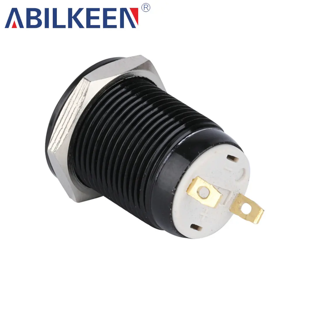 Durable 12MM Flat Head 1NO Momentary Waterproof  Metal Push Button Corrosion Resistant for Heavy Duty Industrial Equipment