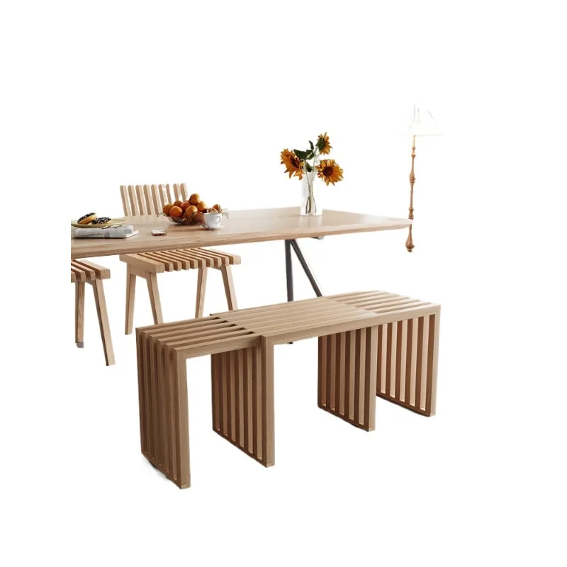 

Medieval solid wood telescopic pull bench, household shoe changing stool