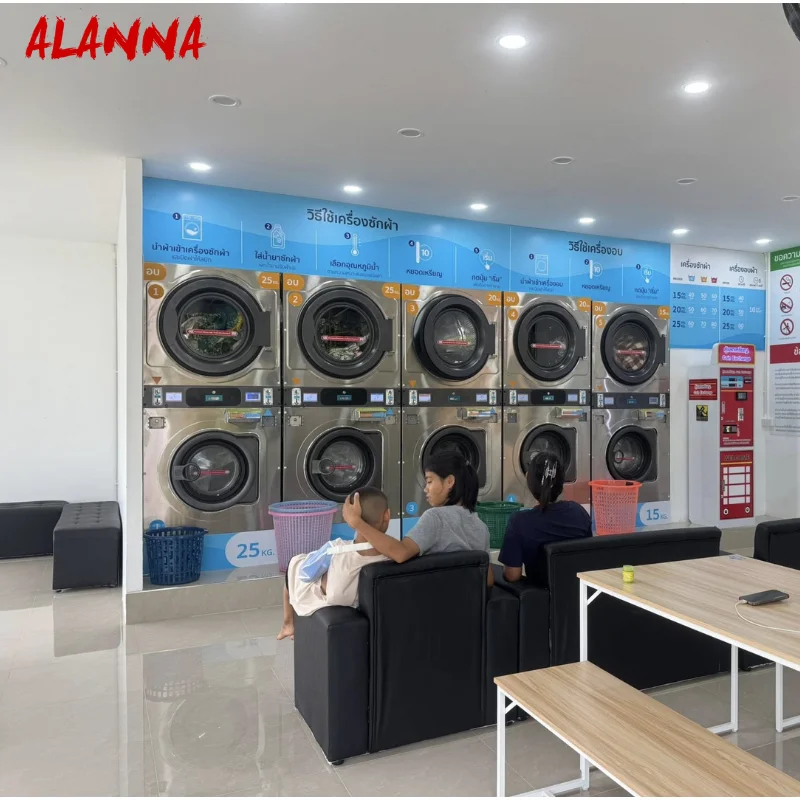 Hotel Laundromate Laundry Machine Commercial 12kg 15kg 20kg 25kg Coin Operated Washing Machine Token Stacked Washer and Dryer