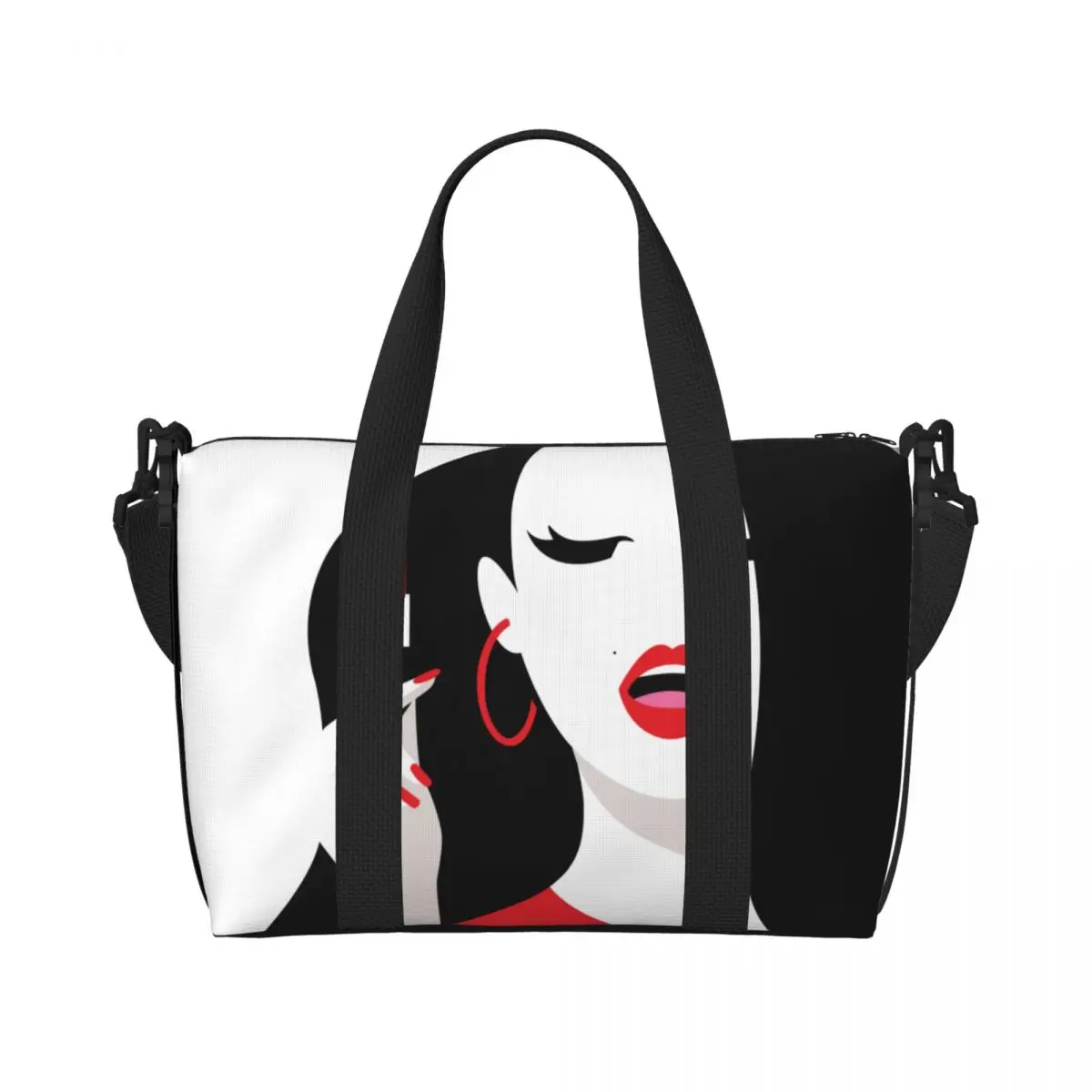 

Custom Woman With Lipstick Groceries Tote Shopping Bag Women Big Capacity Beach Gym Travel Bags