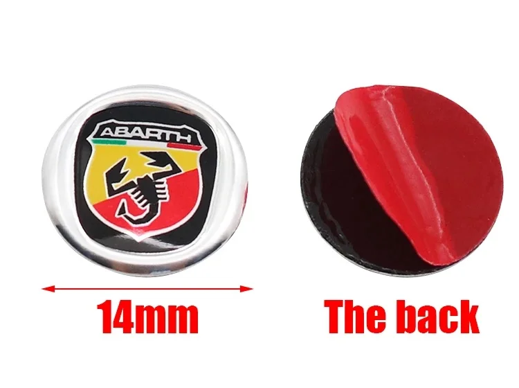 5/10/20 Piezas de Adhesivos Metálicos 3D de 14mm con Emblema de Abarth para Llaves de Coche Fiat 500e Tipo 500 500x Panda Punto 500L Bravo Cronos, Decoración para Llavero