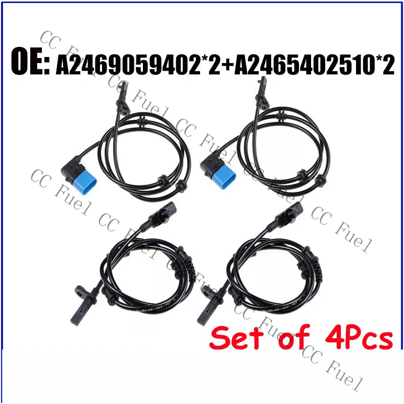 C+ 4Pcs Front Rear ABS Wheel Speed Sensor For Mercedes W176 2469059402 2465402510