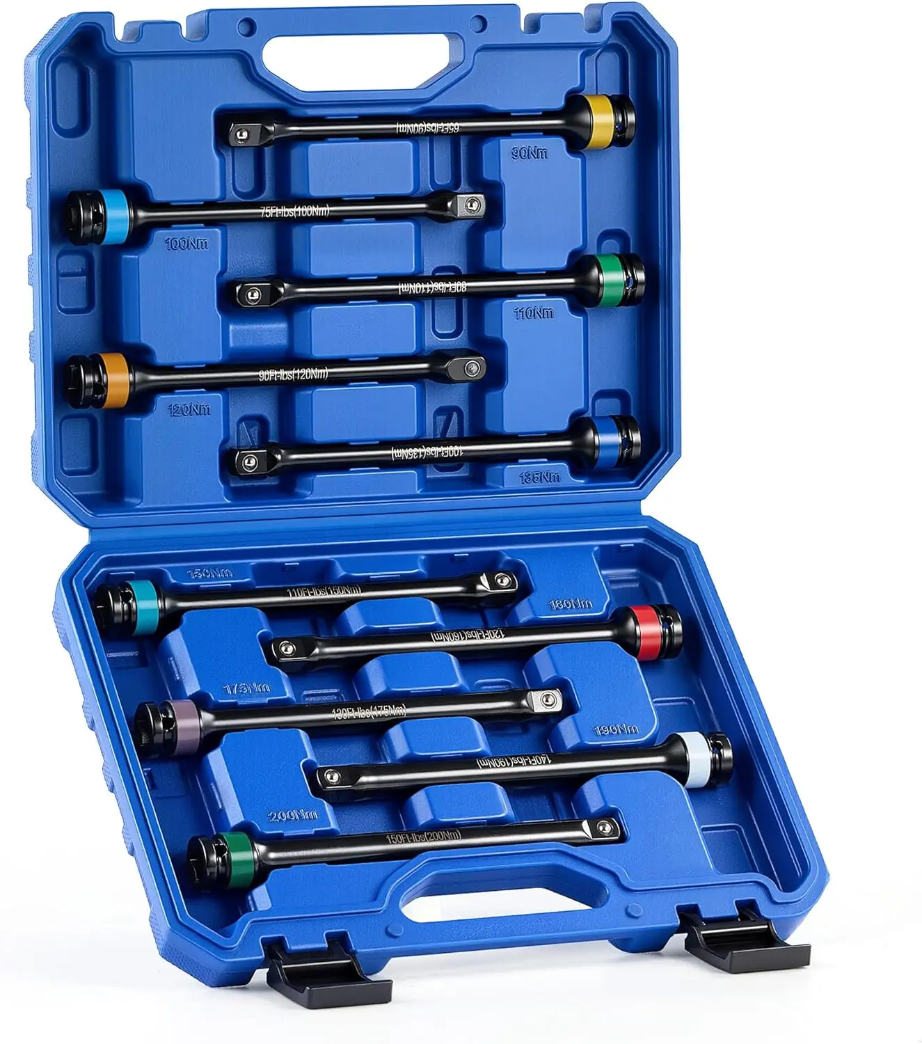 

Удлинитель с ограничителем крутящего момента 1/2 дюйма, 150 фунт-фут, черный, из хромомолибденовой стали, для профессионального авторемонта