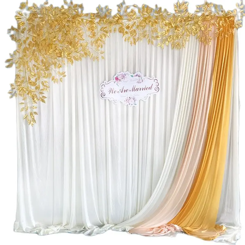 

10FTX10FT Wedding Backdrop White Curtain Pretty Drapes Champagne Swag Stage Background Curtain Wedding Decorations