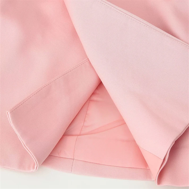 KEYANKETIAN 2025 Spring/Autumn New Women's Double Breasted Suit Coat Simple style Solid color Flap Pockets Slim Blazer Outerwear