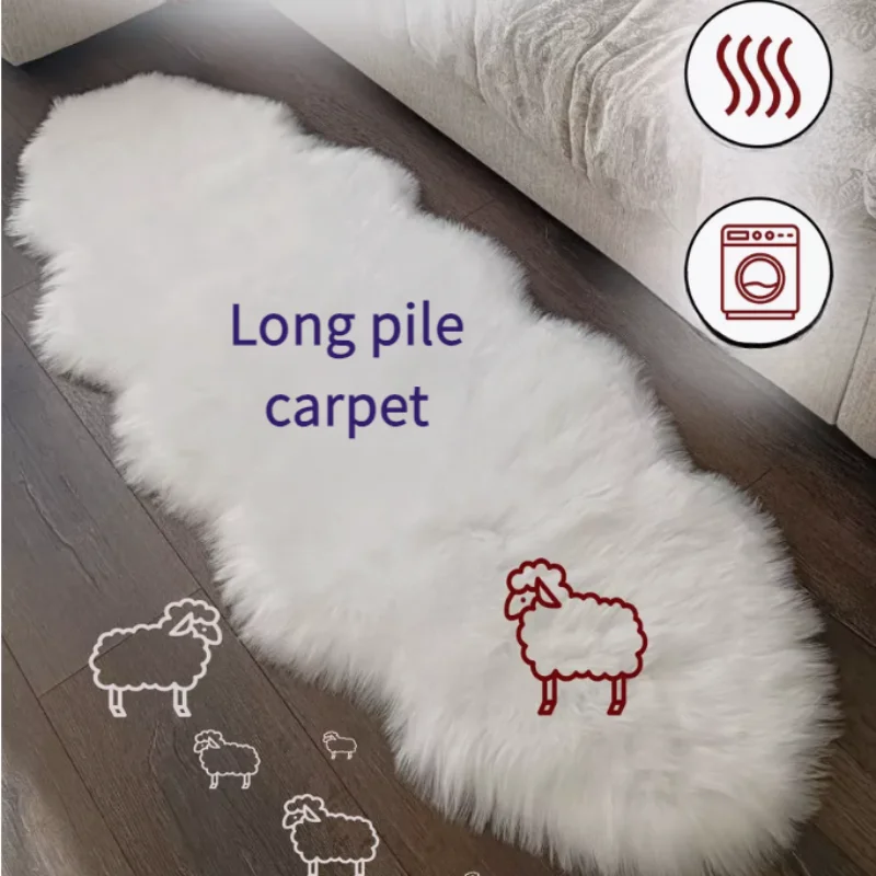 European-style imitation wool carpet for living room, plush sofa window pad, bedside blanket, tea table long pile.