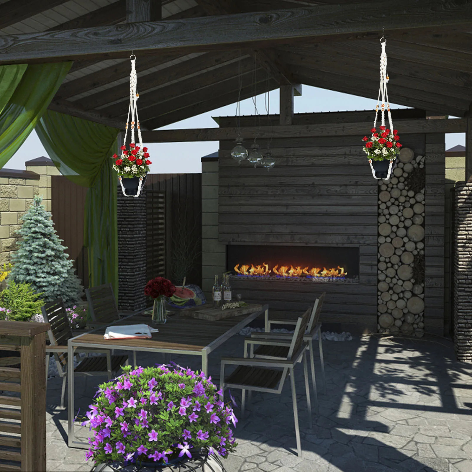 

1Set Premium Quality Woven Planter Basket Cotton Rope and Iron Material Ideal for Office Living Room Kitchen Mall Balcony