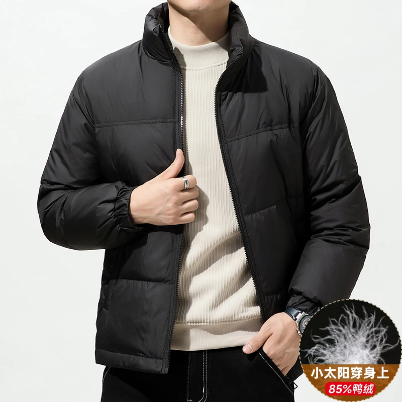 Black Color Stand Collar Duck Down Jackets 2025 Autumn WInter Men's Warm Short Puffer Coat Outwear Windproof Paaded Top Clothing