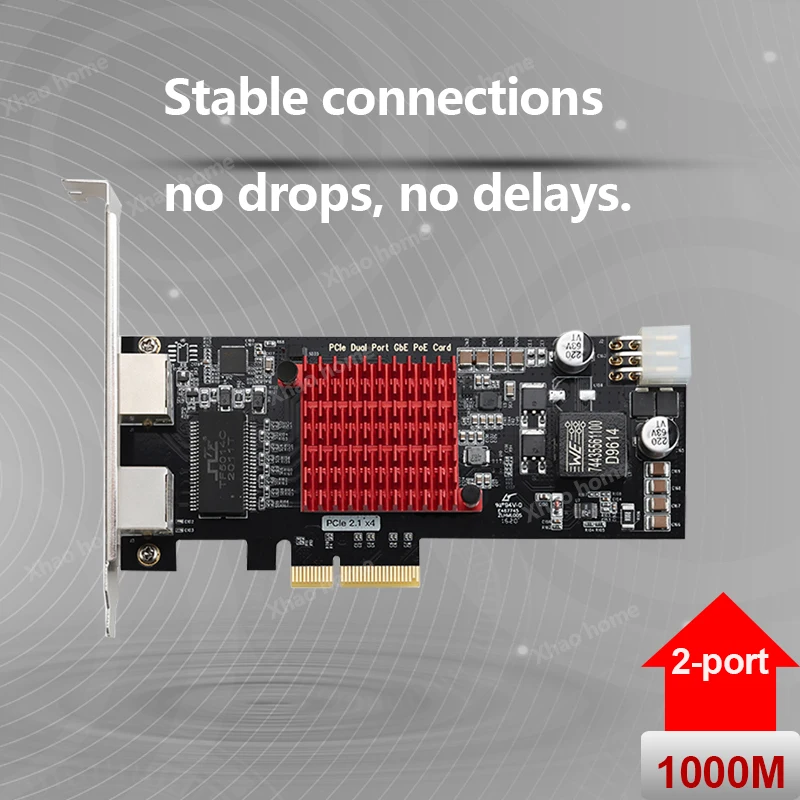 Para Intel I350-T2 puerto dual Gigabit PCI-E X4 NIC para servidor/entrada adaptador Ethernet de 1000Mbps alimentado por POE de 6 pines para Win/Linux