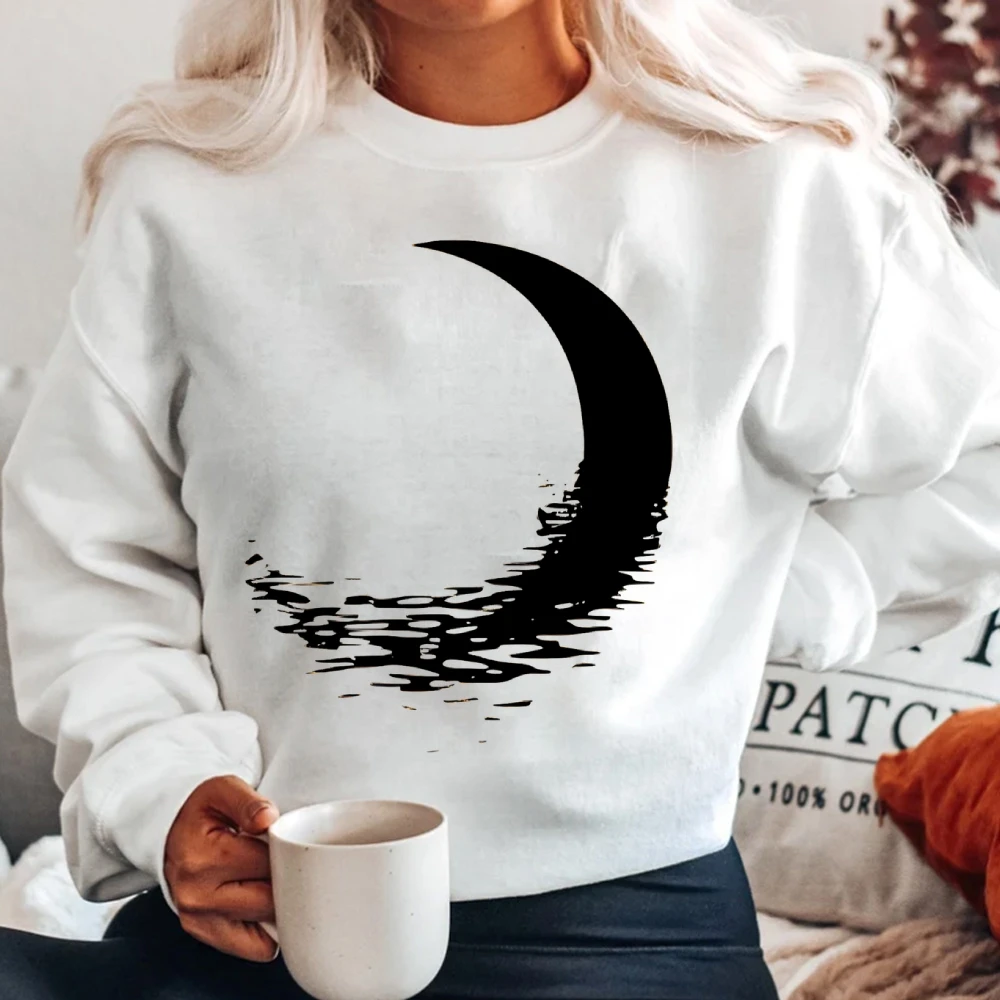 

Модные повседневные толстовки с лунным узором, хлопковые толстовки с длинными рукавами, женская одежда с круглым вырезом, осень-зима, стиль Харадзюку