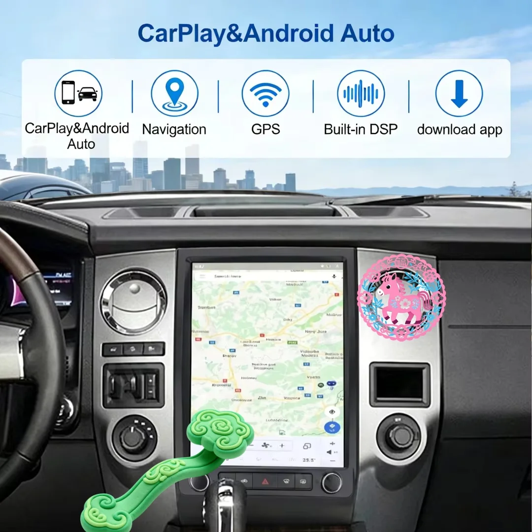 

12.1inch Vrtical Screen Android 13 For Ford Expedition 2015 2016 2017 GPS Navigation Receiver Stereo Multimedia Player Head Unit