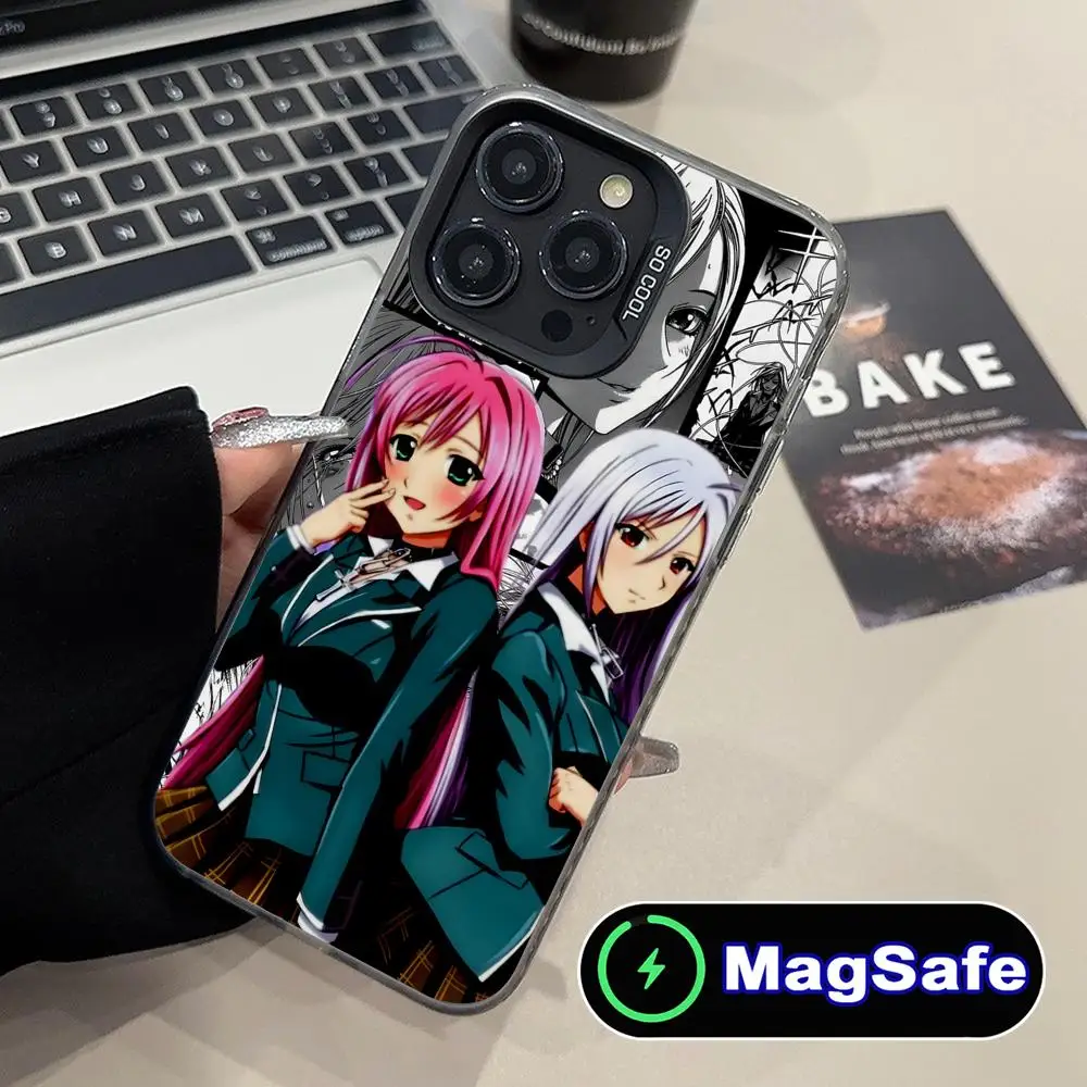 

Чехол для телефона Rosario Vampire Moka Akashiya для iPhone 16, 15, 14, 13, 12, 11 Pro Max Plus MagSafe, полупрозрачный цветной чехол, красивый чехол