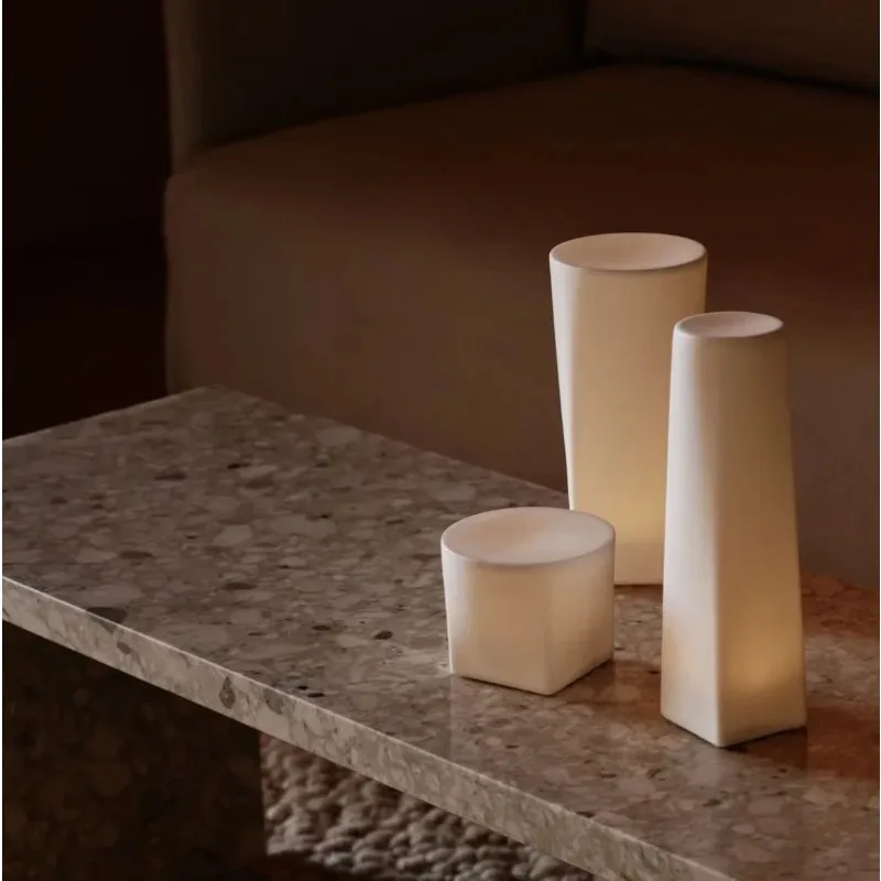 LED matte bone china candle light, atmosphere, sculptural night light