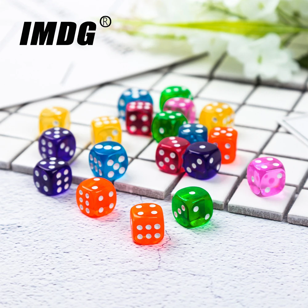 10pcs/pack Colors Acrylic Dice 14mm Transparent Round Corner High Quality Boutique Game Dice