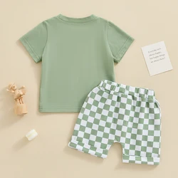 Kupretty Toddler Baby Boy Summer Clothes Color Block Short Sleeve T-shirts Shorts 3 6 9 12 18 24 Month 2T Outfits Set