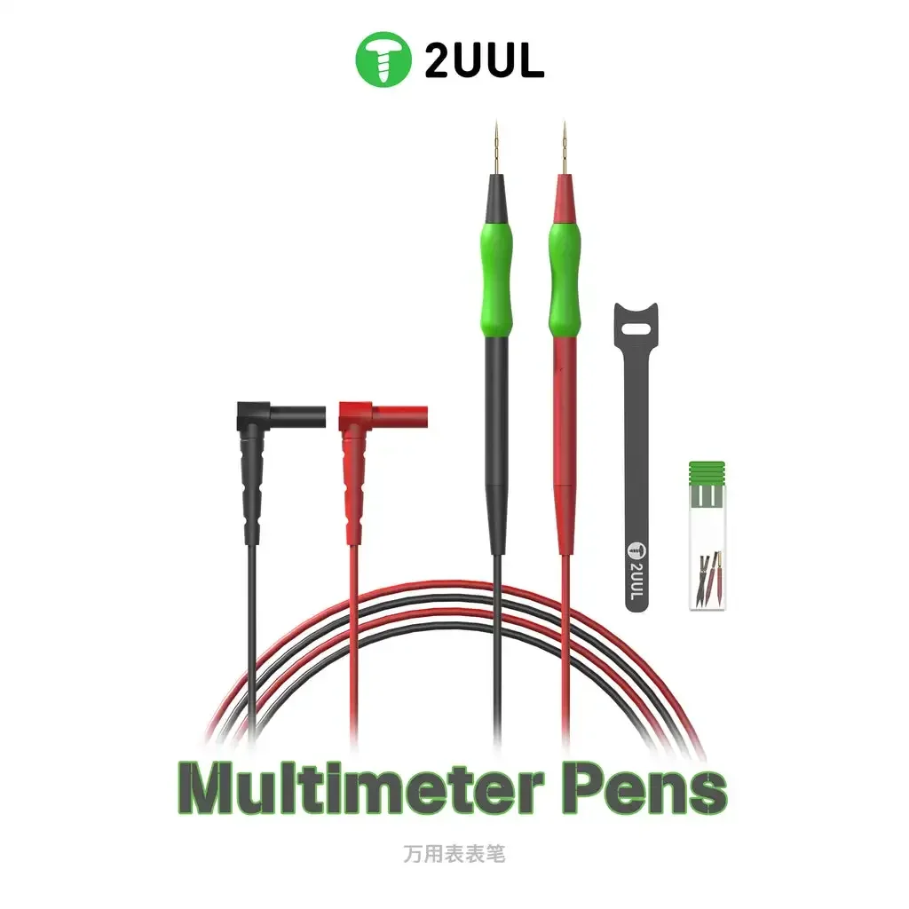 2UUL MT01 Universal Multimeter Pen with Dust Protection Plug Gold Plated Steel Multi Meter Test Wire Pen Cable Multimeter Tools