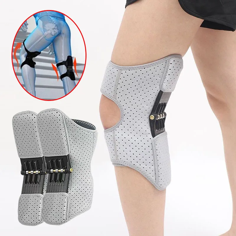 1 Pair Knee Protection Booster Power Support Knee Pads Powerful Rebound Spring Force Sports Reduces Soreness Leg Brace