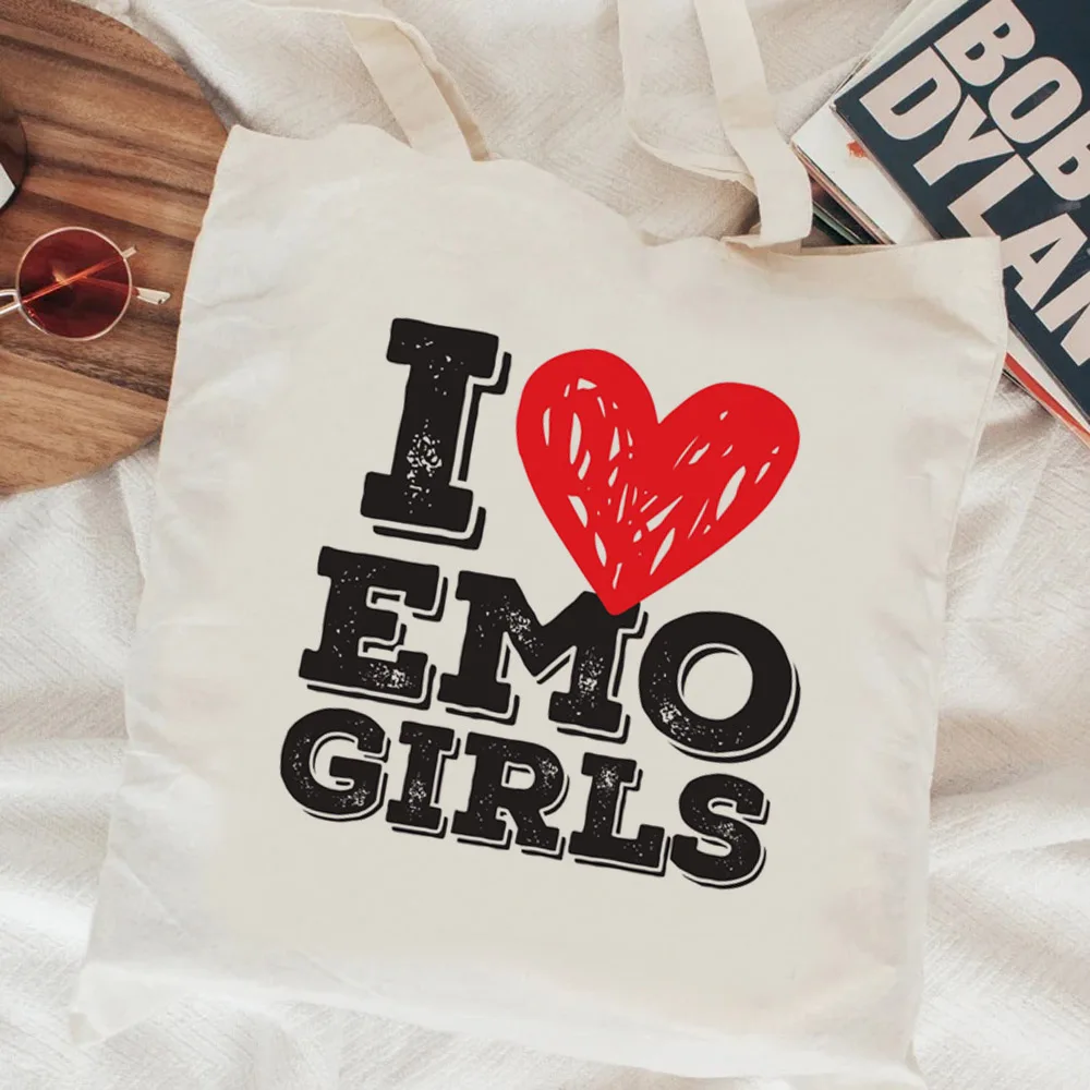 i Love Emo Girls shopping bag recycle bag grocery bolsa eco bolso handbag bag boodschappentas cloth fabric shoping sac toile