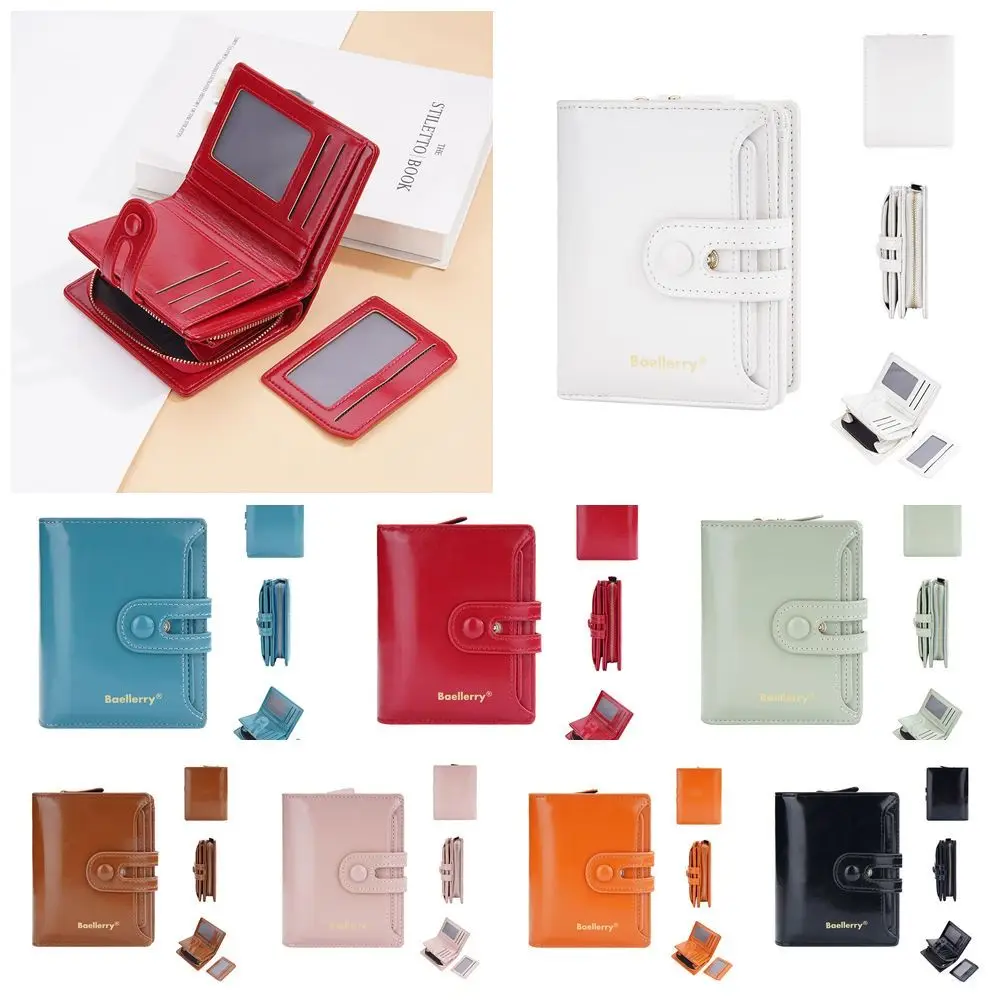 

Fashion Patent Leather Short Wallets Portable Multifunctional Women Clutch Bag Korean Style Coin Purse Change Bag Female