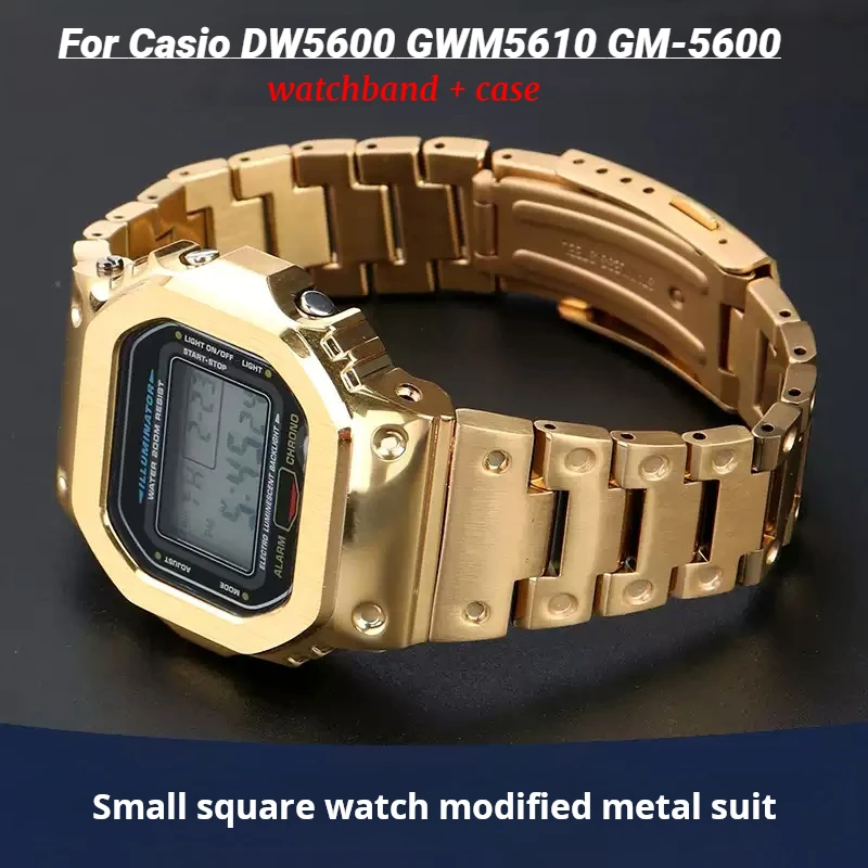 DW5600 GWM5610 G5600E GWB5600 Metal Bezel Stainless Steel Watchband Strap For Casio 5600 5610 Wtach Case Accessories WithTools