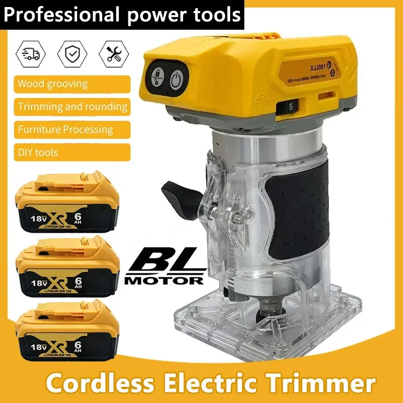 

Электрический беспроводной триммер 33000 об/мин для обработки дерева, фрезерования, гравировки и нарезки пазов, совместимый с аккумулятором Dewalt 18В