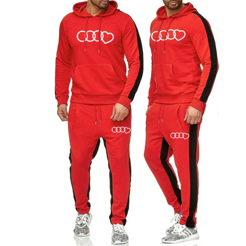 Jogging Mens Tracksuit High Quality Casual Hooded Sweatshirt Suit Fitness Sports Training Clothing Comfortable Sweatpants Set