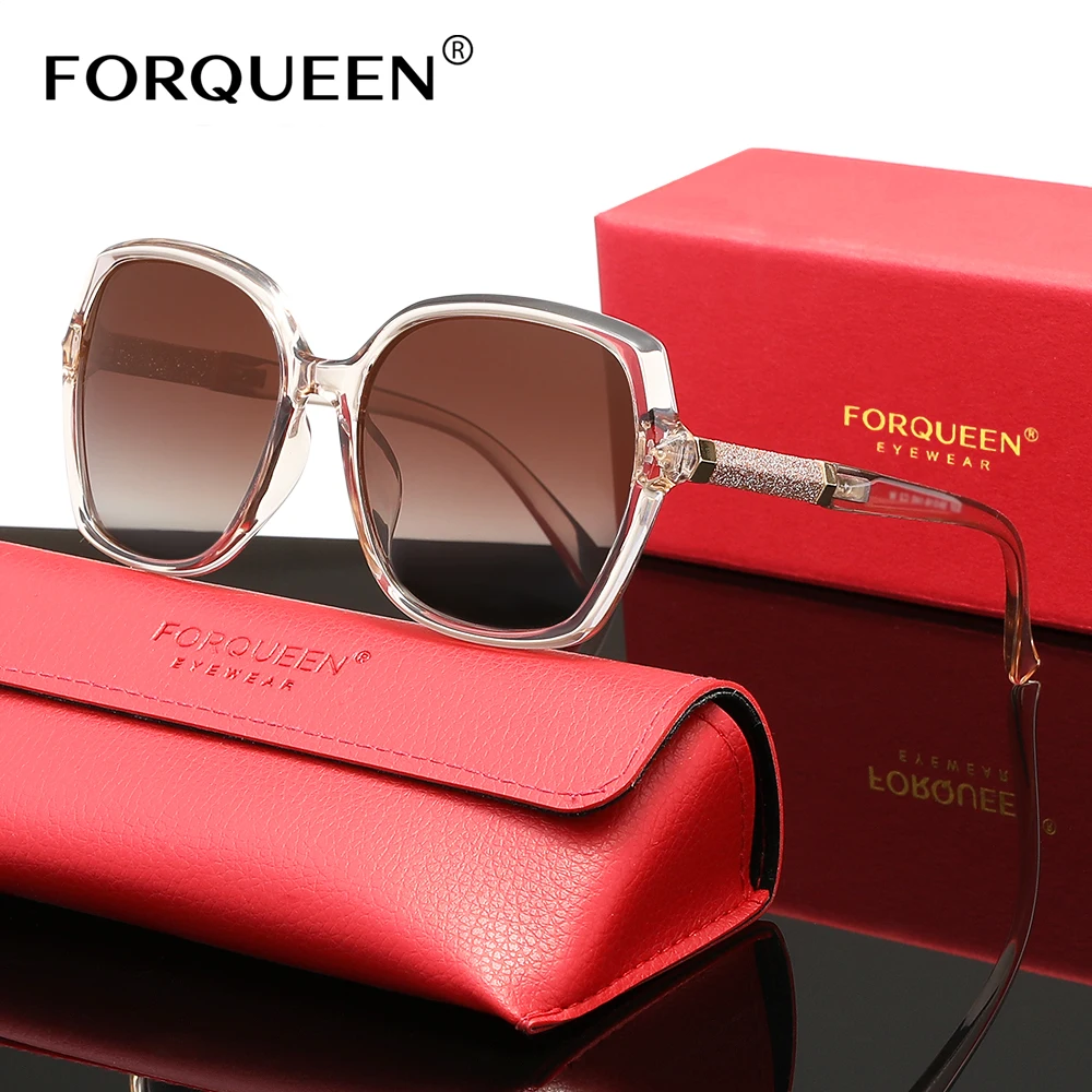 FORQUEEN Mode oversized dameszonnebril gepolariseerde UV400-beschermingsbril voor dames rijbrillen