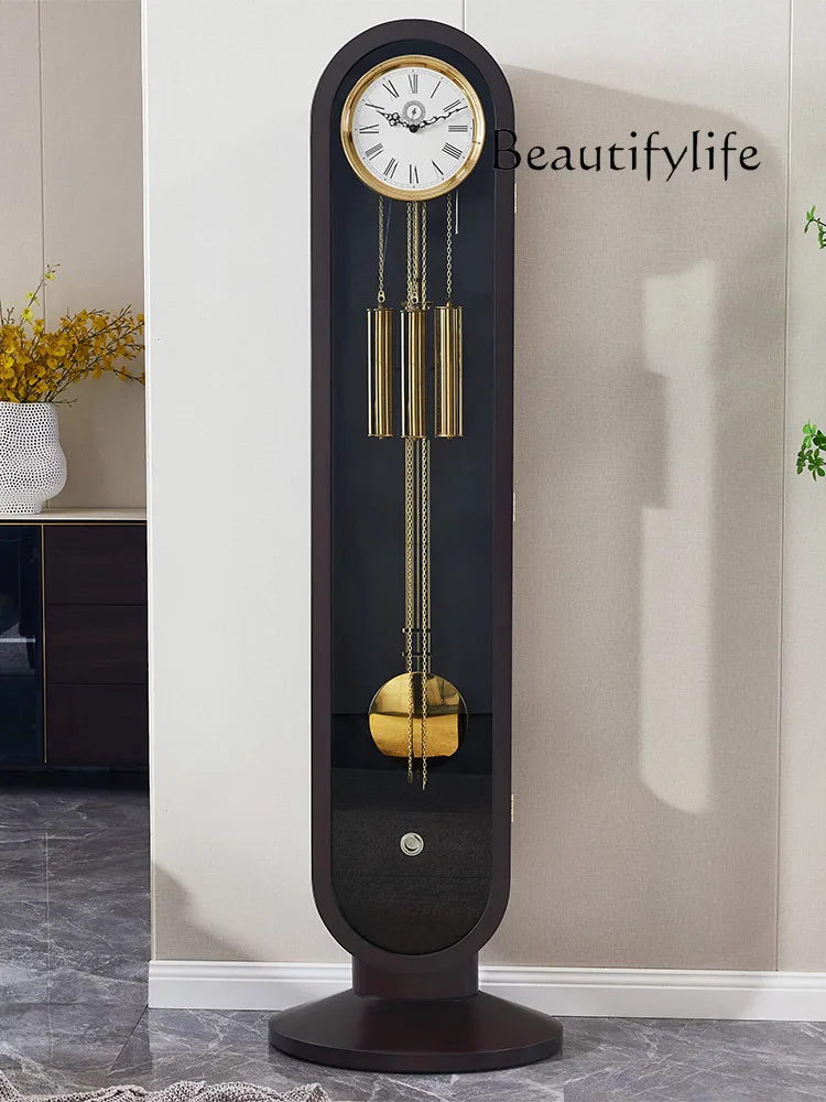 Simple Retro Solid Wood the Grandfather Clock Movement Rosewood Mechanical Clock Simple Living Room Villa Clock