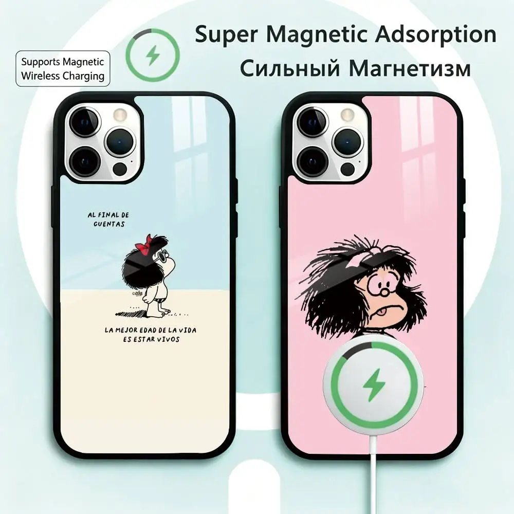 

Funny Cartoon M-Mafalda Phone Case For iPhone17,16,15,14,13,12,11 Plus,Pro Magnetic Supports Magnetic Wireless Charging