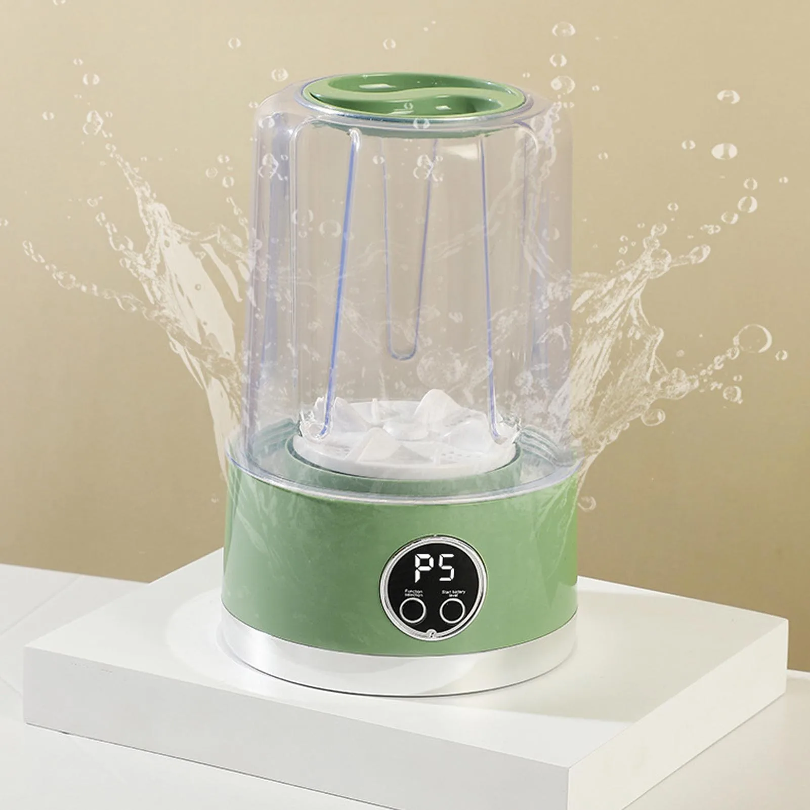 속옷 세탁기 무선 충전식 휴대용 속옷 세탁기 (수건, 양말용) 그린/화이트