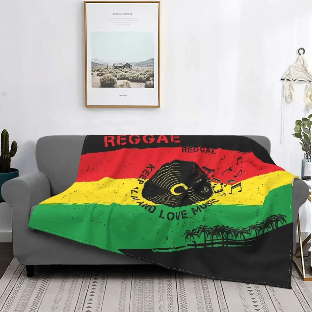 Reggae Keep Calm Love Music Rasta Knitted Blanket Flannel Rastafarian Jamaica Super Warm Throw Blankets for Bed Bedspread