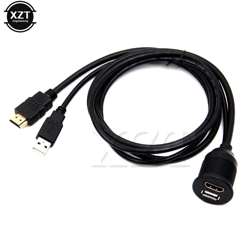 Flush Mount HD USB2.0 Male to Female USB A-type High Definition Interface AUX Cable Car Motorcycle Installation Dashboard Dash