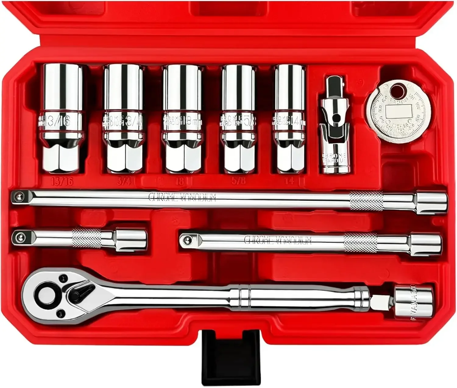 

12Pcs Spark Plug Socket Set, 3/8" Drive Ratchet Handle with Mirror Polished Sockets, Spark Plug Gapper, Universal Joint