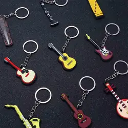 Gifts Bag Jewelry Silicone Piano Saxophone Musical Instrument Pendant Guitar Keychain Guitar Keyring Holder Guitar Key Rings