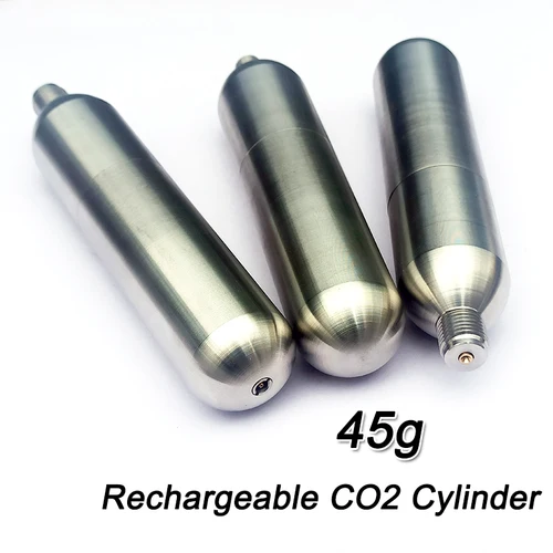 Imagen 1 del producto Cartucho de Co2 cilíndrico recargable para piscina, cápsula de Co2, 45g, chaleco salvavidas de carga múltiple, chaleco salvavidas inflable para Kayak