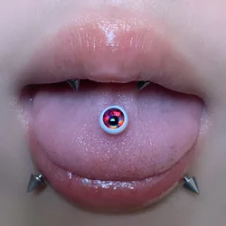 Body Piercings New Punk White Porcelain Coated Grating Magic Eye New Tongue Stud WOmen Girl Sweet Tongue Piercing Jewelry