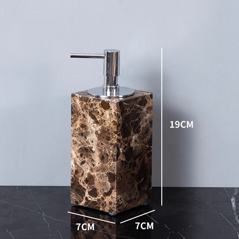 Emperador Dark Natural Marble Bathroom Set Brown Luxury Toothbrush Holder Soap Dish Soap Dispenser Bathroom Accessories