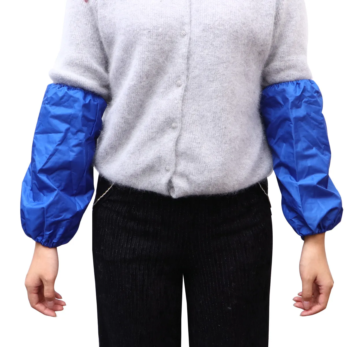 

2 пары водонепроницаемых маслостойких нарукавников-протекторов для рук, эластичные, для уборки на кухне, синие