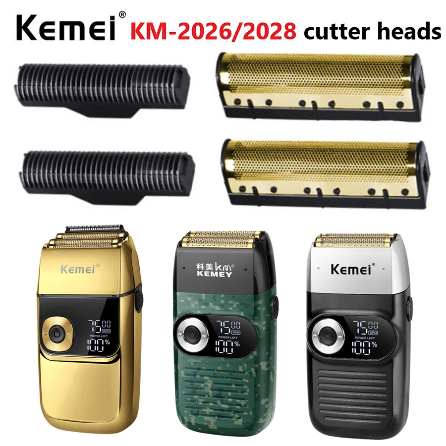 Original KM-2026 Kemei-2028 Electric Shavers Blades Golden Foil Knife Net and Cutter Head Suitable for Floating Razor